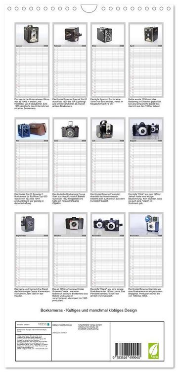 Produktbild: Familienplaner 2026 - Boxkameras - Kultiges und manchmal klobiges Design mit 5 Spalten (Wandkalender, 21 x 45 cm) CALVENDO
