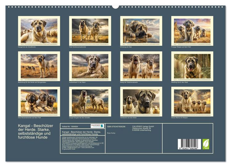 Produktbild: Kangal - Besch&uuml;tzer der Herde. Starke, selbstst&auml;ndige und furchtlose Hunde (hochwertiger Premium Wandkalender 2026 DIN A2 quer), Kunstdruck in Hochglanz