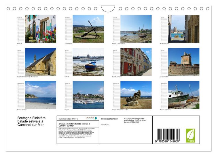 Produktbild: Bretagne Finist&egrave;re balade estivale &agrave; Camaret-sur-Mer (Calendrier mural 2026 DIN A4 vertical), CALVENDO calendrier mensuel