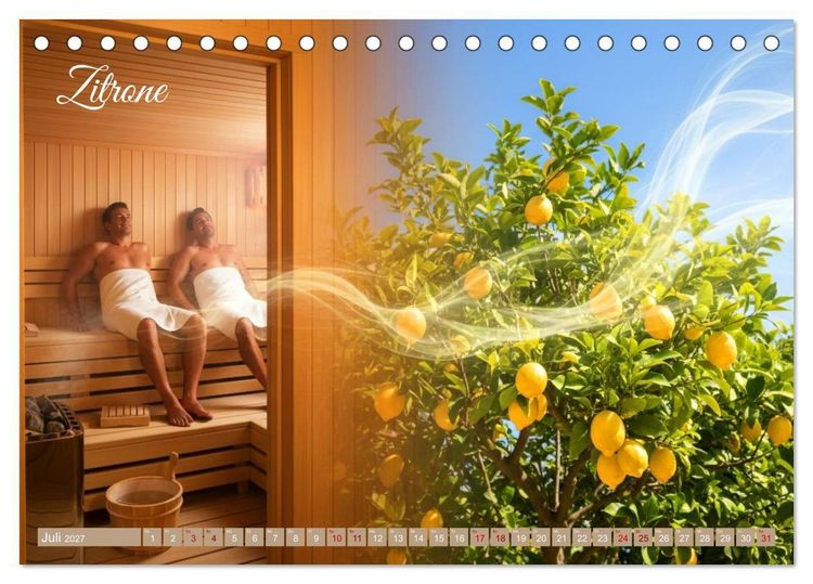 Produktbild: Sauna - Hitze, Duft, Genuss (Tischkalender 2027 DIN A5 quer), CALVENDO Monatskalender