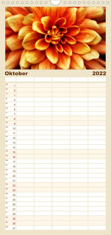 Produktbild: Familienplaner Floral Portraits - Blumen Impression (Wandkalender 2022 , 21 cm x 45 cm, hoch)