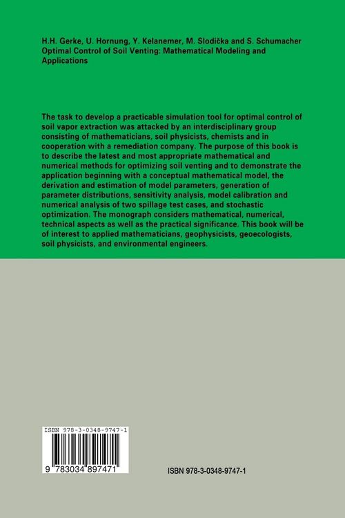 Produktbild: Optimal Control of Soil Venting: Mathematical Modeling and Applications