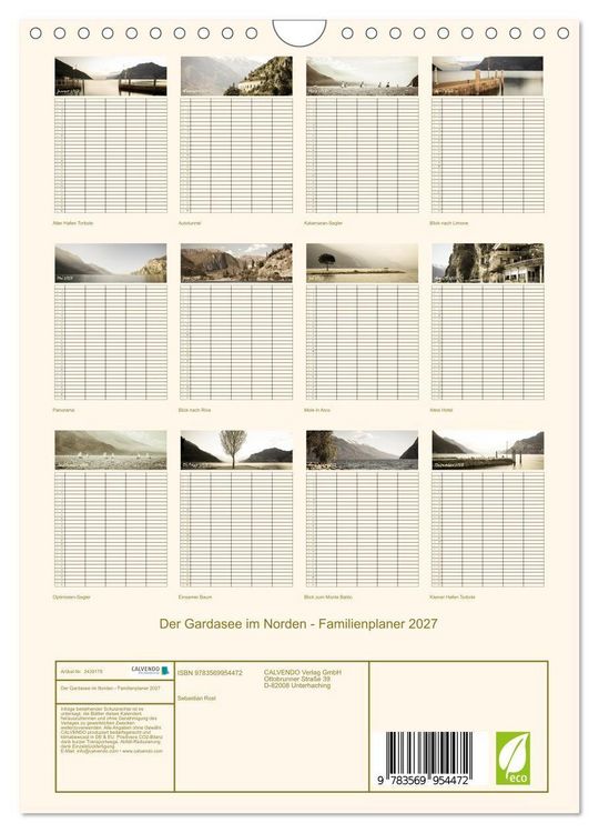 Produktbild: Der Gardasee im Norden - Familienplaner 2027 (Wandkalender 2027 DIN A4 hoch), CALVENDO Monatskalender