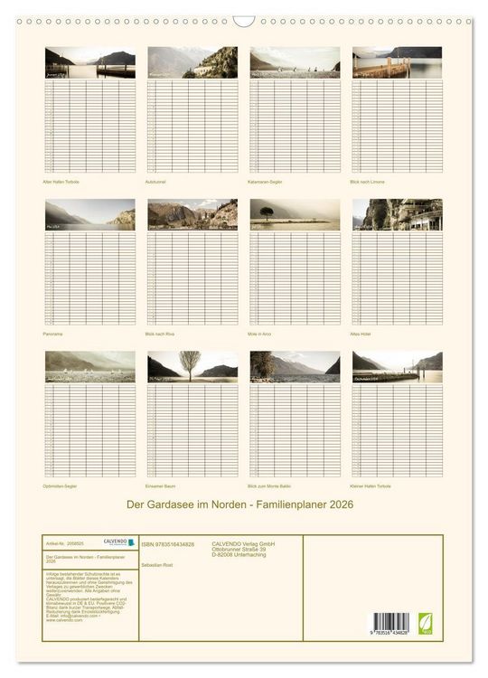 Produktbild: Der Gardasee im Norden - Familienplaner 2026 (Wandkalender 2026 DIN A2 hoch), CALVENDO Monatskalender