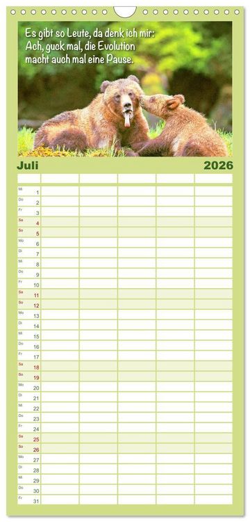 Produktbild: Familienplaner 2026 - Spa&szlig; mit B&auml;ren: Edition lustige Tiere mit 5 Spalten (Wandkalender, 21 x 45 cm) CALVENDO