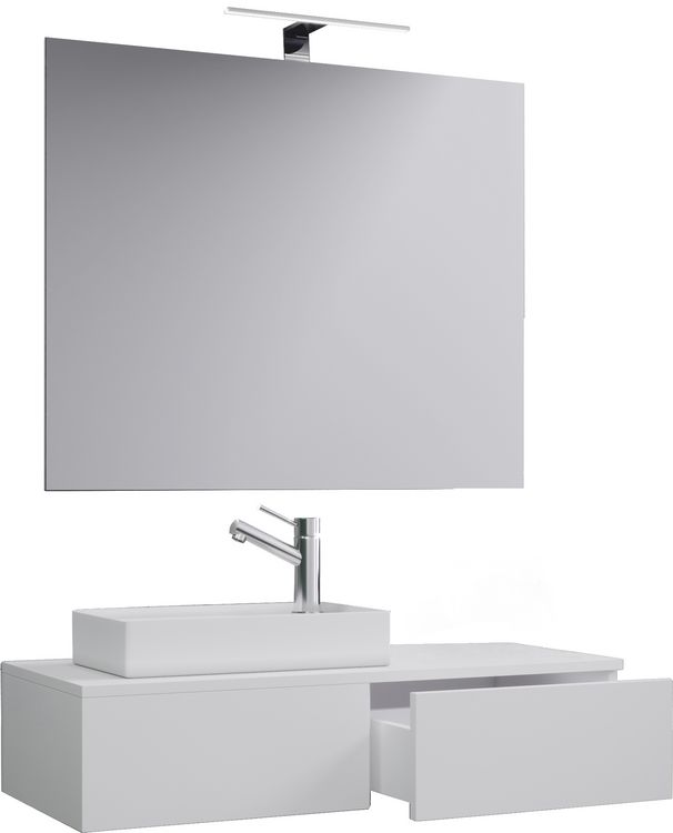 Produktbild: 3-tlg G&auml;ste WC Waschplatz Waschtisch Gudas Spiegel