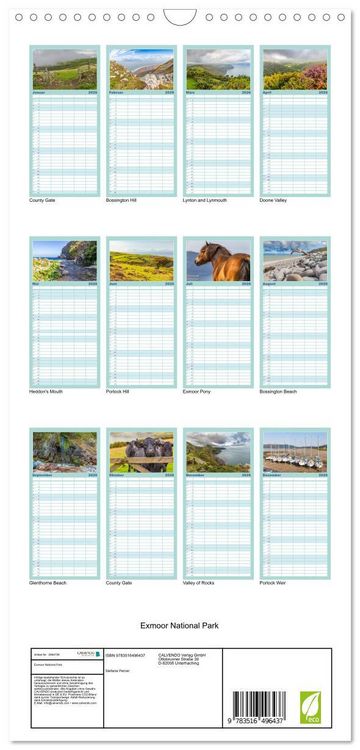 Produktbild: Familienplaner 2026 - Exmoor National Park mit 5 Spalten (Wandkalender, 21 x 45 cm) CALVENDO