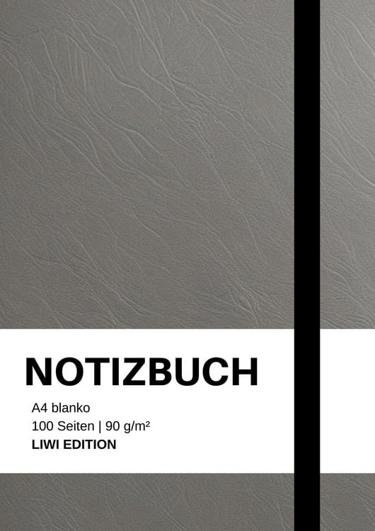 Produktbild: Notizbuch A4 blanko grau - 100 Seiten Soft Cover