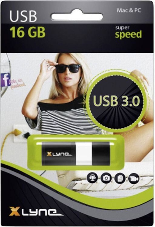 Produktbild: Xlyne Wave USB-Stick 16GB Schwarz, Wei&szlig; 7916000 USB-A (USB 3.2 Gen 1)