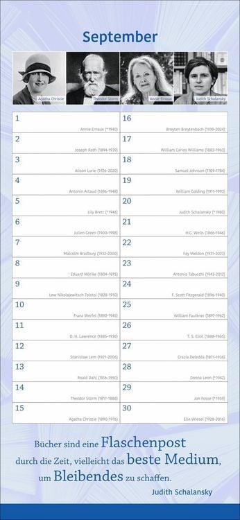 Produktbild: Der literarische Geburtstagskalender - Mit Geburtstagskindern und Zitaten