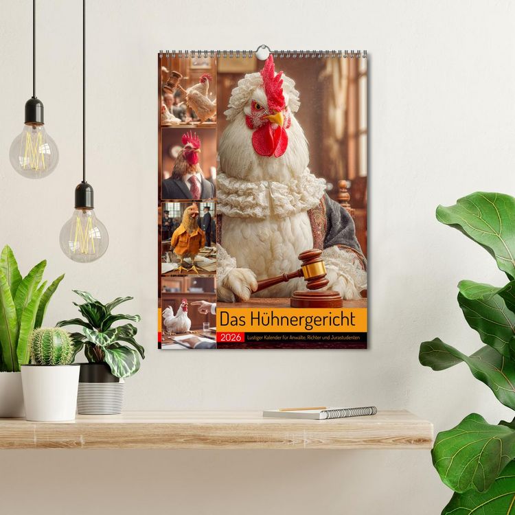 Produktbild: Das H&uuml;hnergericht - Lustiger Kalender f&uuml;r Anw&auml;lte, Richter und Jurastudenten (Wandkalender 2026 DIN A3 hoch), CALVENDO Monatskalender