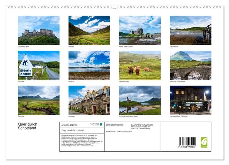 Produktbild: Quer durch Schottland (hochwertiger Premium Wandkalender 2026 DIN A2 quer), Kunstdruck in Hochglanz