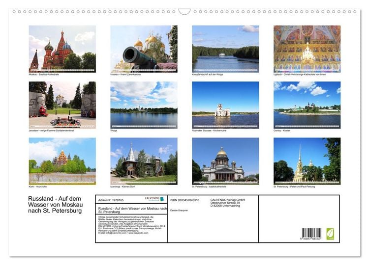 Produktbild: Russland - Auf dem Wasser von Moskau nach St. Petersburg (Wandkalender 2026 DIN A2 quer), CALVENDO Monatskalender