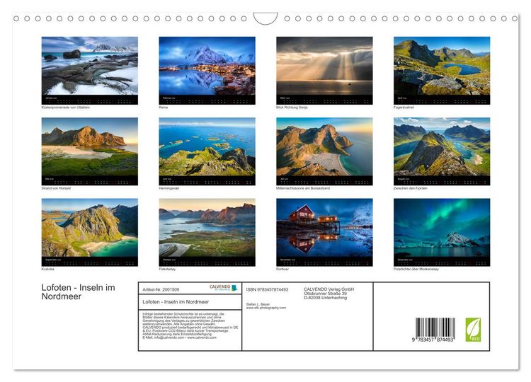 Produktbild: Lofoten - Inseln im Nordmeer (Wandkalender 2026 DIN A3 quer), CALVENDO Monatskalender