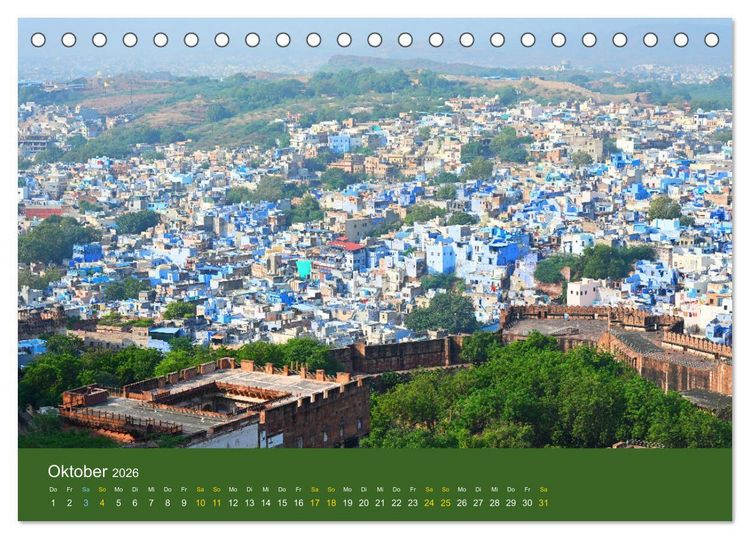 Produktbild: Jodhpur: Die blaue Stadt in Indien (Tischkalender 2026 DIN A5 quer), CALVENDO Monatskalender