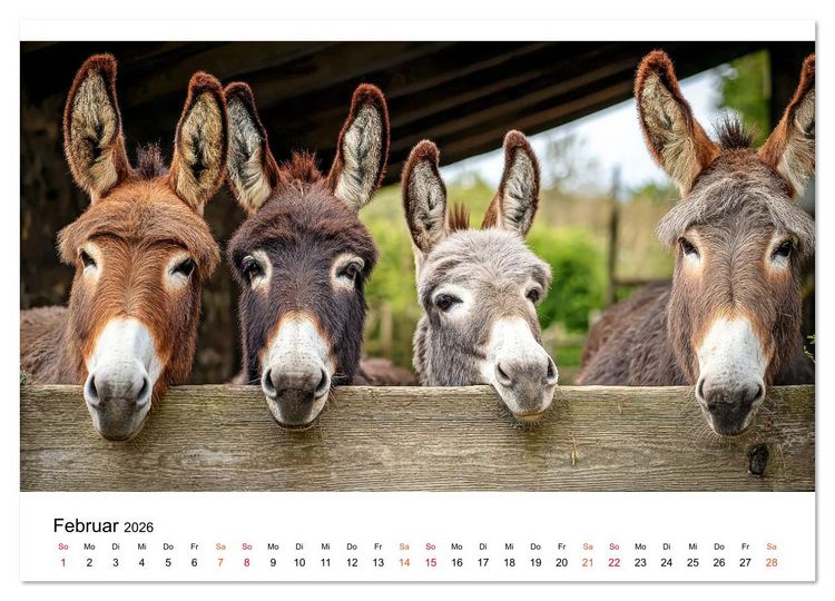 Produktbild: Esel - sanfte Seelen, gro&szlig;e Ohren (Wandkalender 2026 DIN A3 quer), CALVENDO Monatskalender