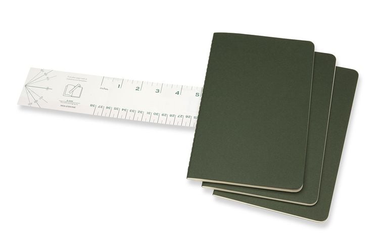 Produktbild: MOLESKINE CAHIER L/A5, 3ER SET, BLANKO, KARTONEINBAND, MYRTENGR&Uuml;N
