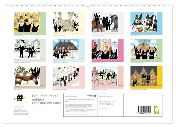 Produktbild: Frau Kami Katze entdeckt Frankfurt am Main (hochwertiger Premium Wandkalender 2026 DIN A2 quer), Kunstdruck in Hochglanz