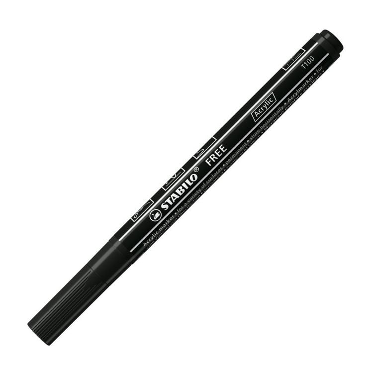 Produktbild: STABILO Acrylmarker, FREE Acrylic T100, Strichbreite 1-2 mm, schwarz