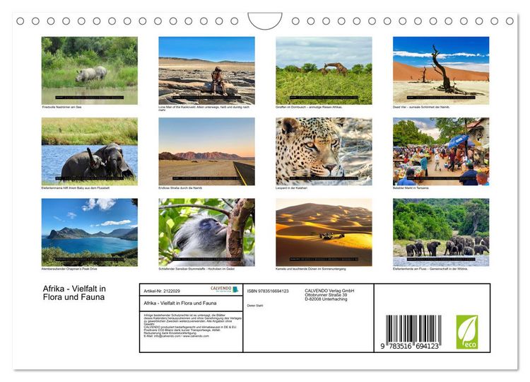 Produktbild: Afrika - Vielfalt in Flora und Fauna (Wandkalender 2026 DIN A4 quer), CALVENDO Monatskalender