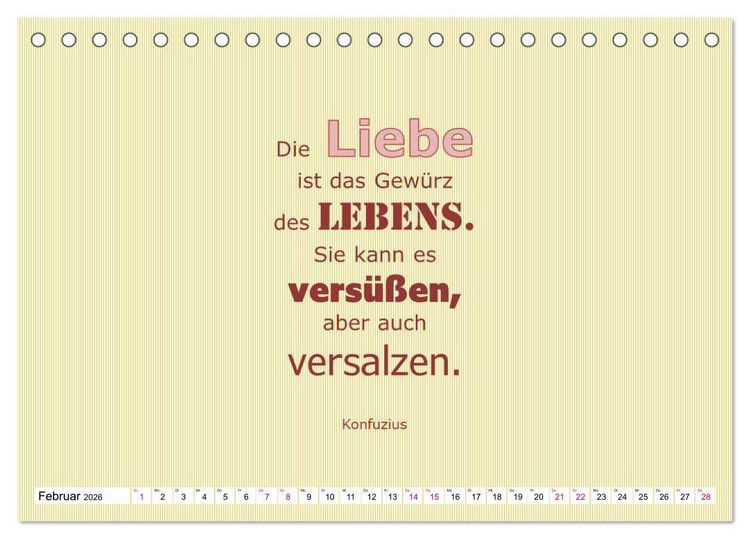 Produktbild: Zitate und Spr&uuml;che In Sachen LIEBE (Tischkalender 2026 DIN A5 quer), CALVENDO Monatskalender