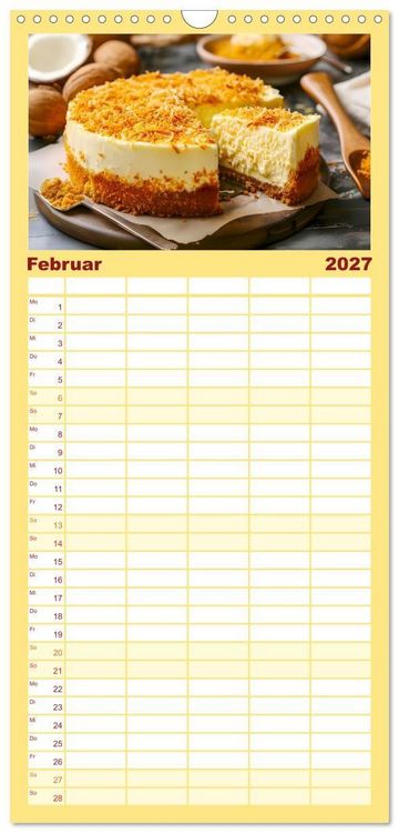 Produktbild: Familienplaner 2027 - K&auml;sekuchen Kalender - K&ouml;stliche Dessertmomente mit 5 Spalten (Wandkalender, 21 x 45 cm) CALVENDO