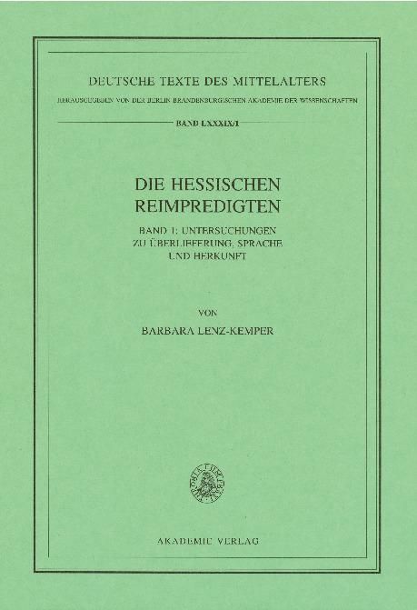 Produktbild: Die Hessischen Reimpredigten