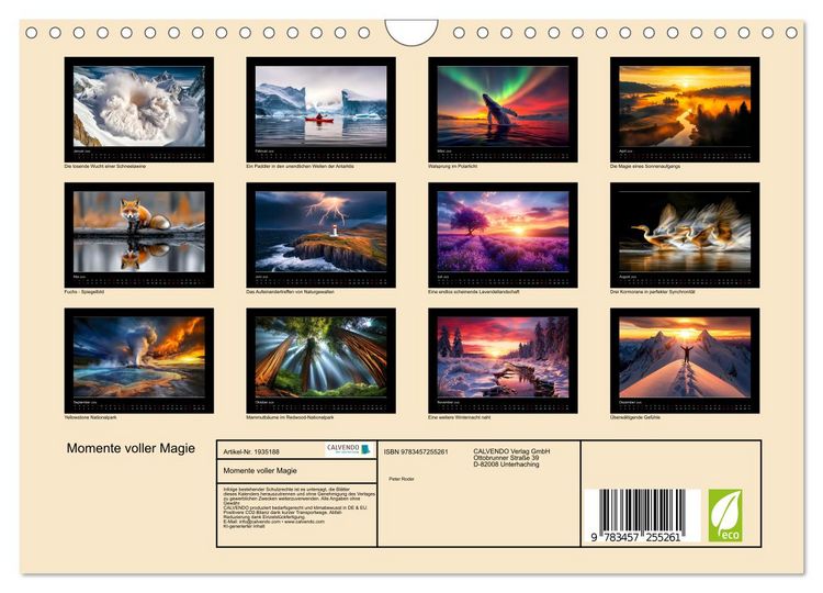 Produktbild: Momente voller Magie (Wandkalender 2026 DIN A4 quer), CALVENDO Monatskalender