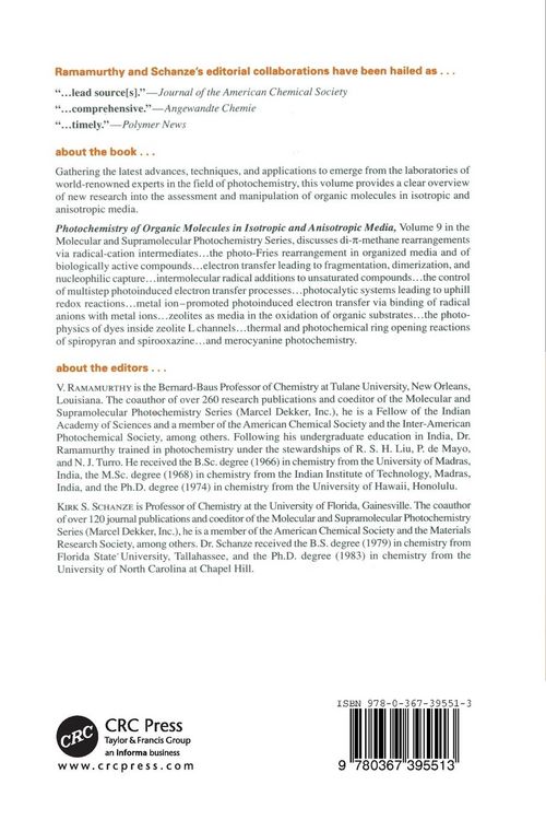 Produktbild: Photochemistry of Organic Molecules in Isotropic and Anisotropic Media