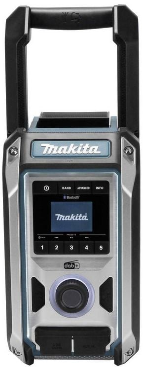 Produktbild: Makita DMR115 Baustellenradio DAB, DAB+ AUX, Bluetooth&reg;, USB spritzwassergesch&uuml;tzt, sto&szlig;fest T&uuml;rkis, Schwarz, Silber