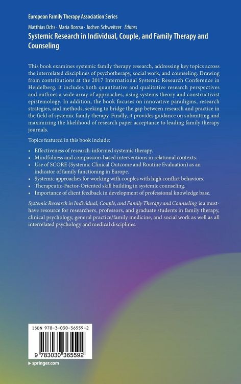 Produktbild: Systemic Research in Individual, Couple, and Family Therapy and Counseling