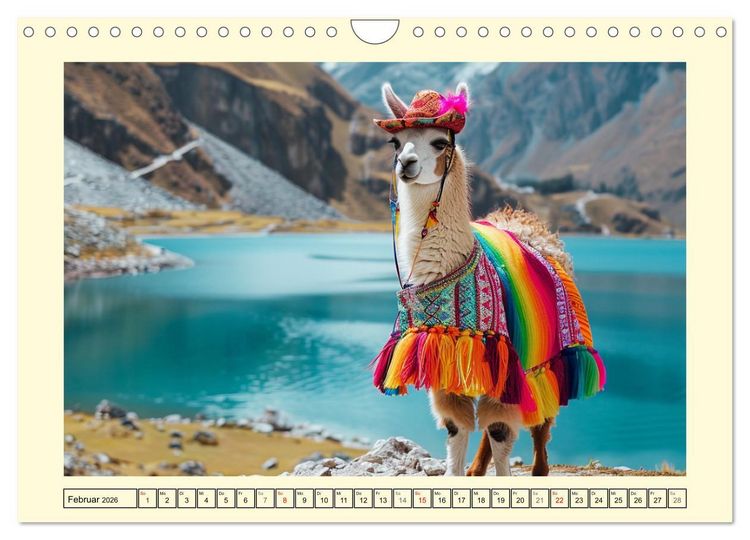 Produktbild: Lamas auf Tour. Perus flauschige Fashion-Ikonen (Wandkalender 2026 DIN A4 quer), CALVENDO Monatskalender