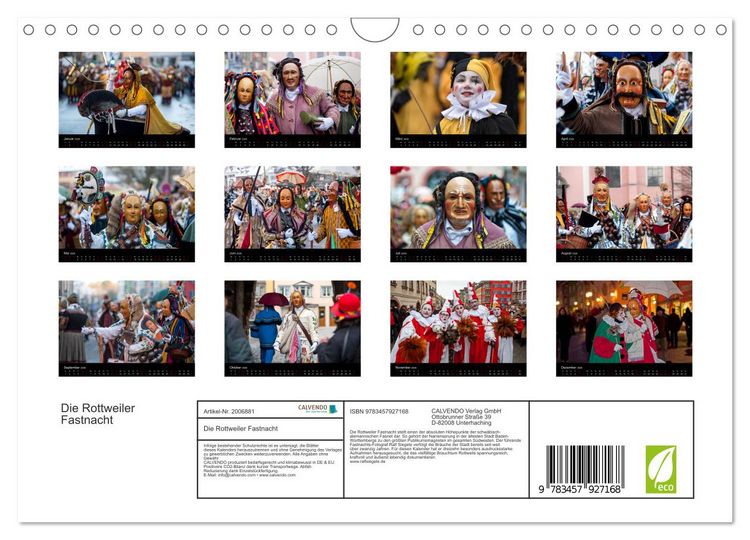 Produktbild: Die Rottweiler Fastnacht (Wandkalender 2026 DIN A4 quer), CALVENDO Monatskalender