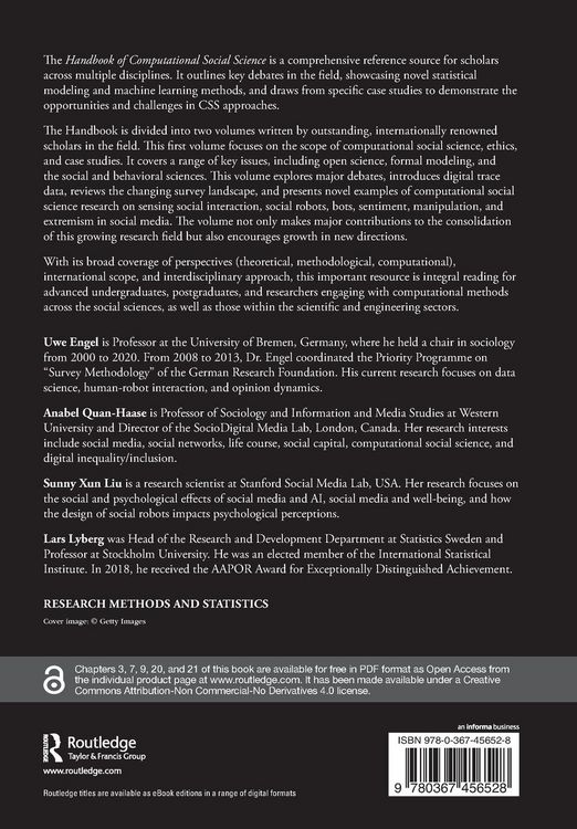 Produktbild: Handbook of Computational Social Science, Volume 1