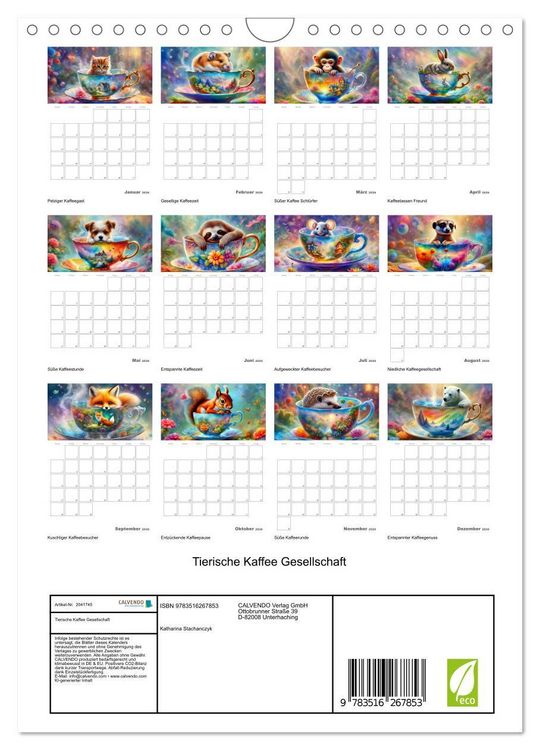 Produktbild: Tierische Kaffee Gesellschaft (Wandkalender 2026 DIN A4 hoch), CALVENDO Monatskalender