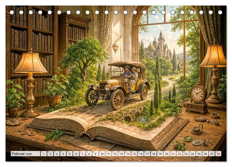 Produktbild: Magische Welt der B&uuml;cher - Fantastische Abenteuer zwischen den Seiten (Tischkalender 2026 DIN A5 quer), CALVENDO Monatskalender