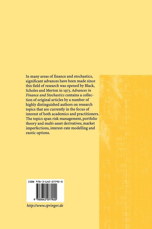 Produktbild: Advances in Finance and Stochastics