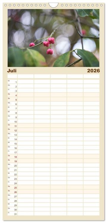 Produktbild: Familienplaner 2026 - Verbl&uuml;hte Sch&ouml;nheiten mit 5 Spalten (Wandkalender, 21 x 45 cm) CALVENDO