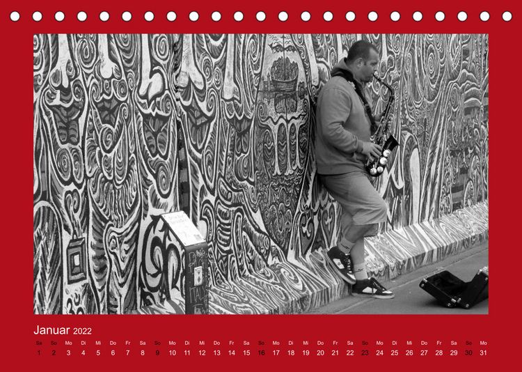 Produktbild: Stra&szlig;enk&uuml;nstler. Impressionen in schwarz-wei&szlig; (Tischkalender 2022 DIN A5 quer)
