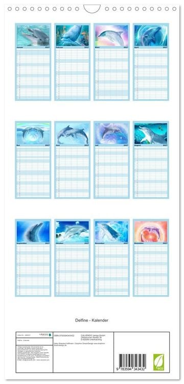 Produktbild: Familienplaner 2027 - Delfine - Kalender mit 5 Spalten (Wandkalender, 21 x 45 cm) CALVENDO