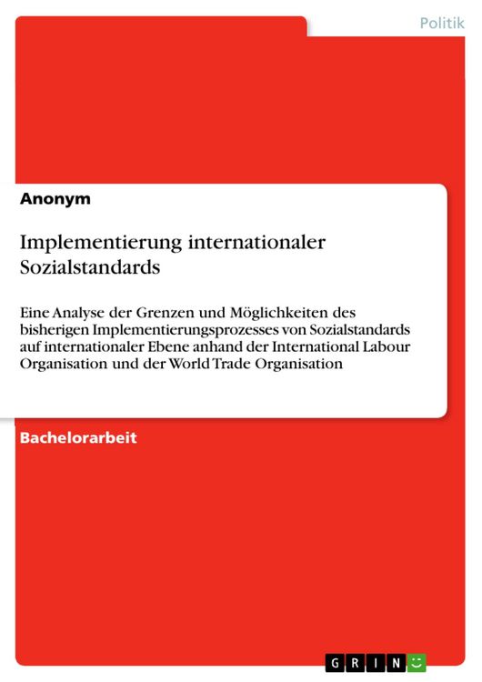 Produktbild: Implementierung internationaler Sozialstandards
