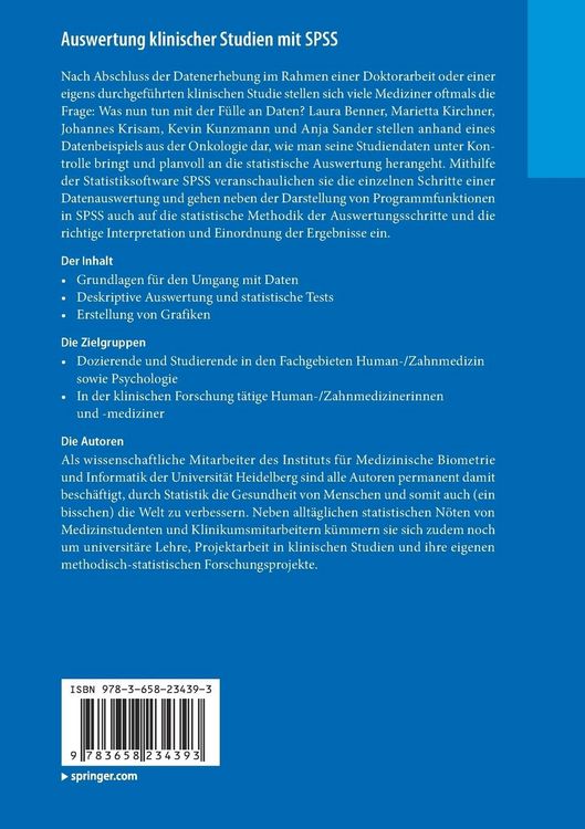 Produktbild: Auswertung klinischer Studien mit SPSS