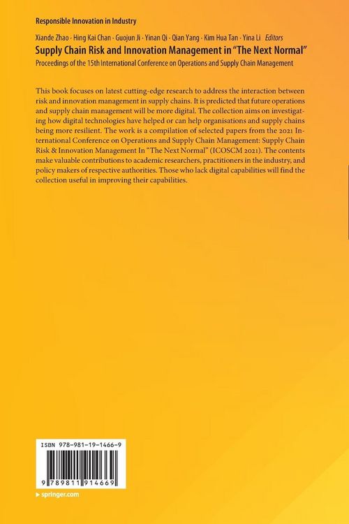 Produktbild: Supply Chain Risk and Innovation Management in &ldquo;The Next Normal&rdquo;