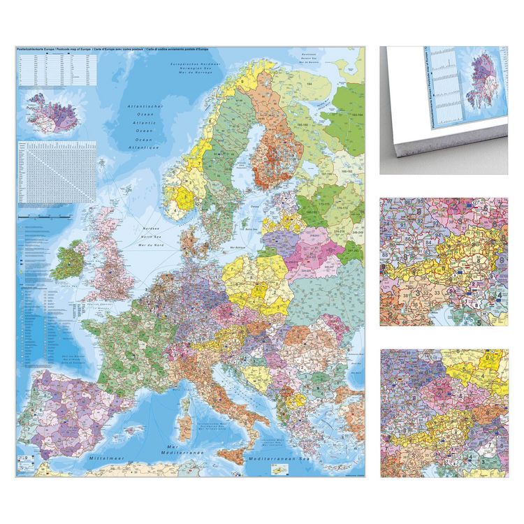Produktbild: Europa Postleitzahlen Karte zum Pinnen auf EasyPrint - Platte