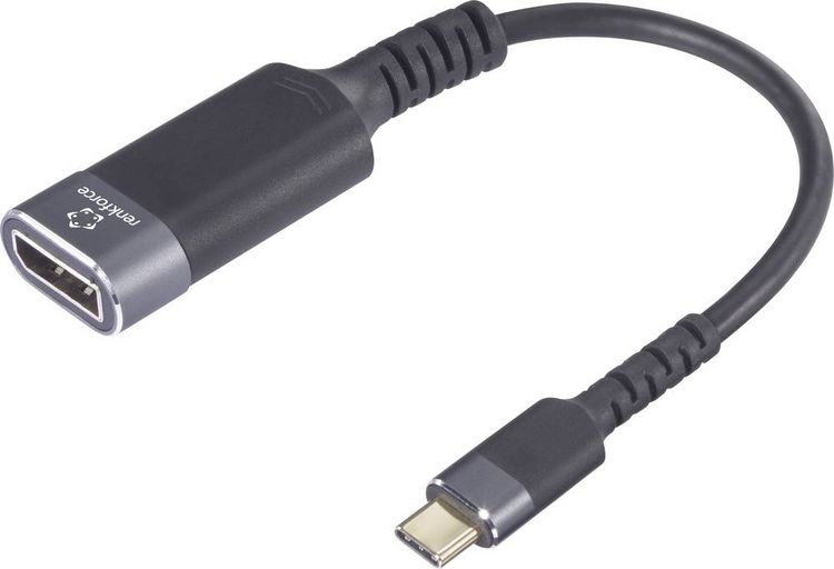 Produktbild: Renkforce RF-6798310 USB-C&reg; / DisplayPort Adapterkabel [1x USB-C&reg; Stecker - 1x DisplayPort Buchse] Schwarz-Grau 4K UHD 0.20 m
