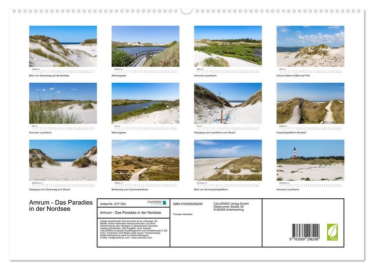 Produktbild: Amrum - Das Paradies in der Nordsee (hochwertiger Premium Wandkalender 2027 DIN A2 quer), Kunstdruck in Hochglanz