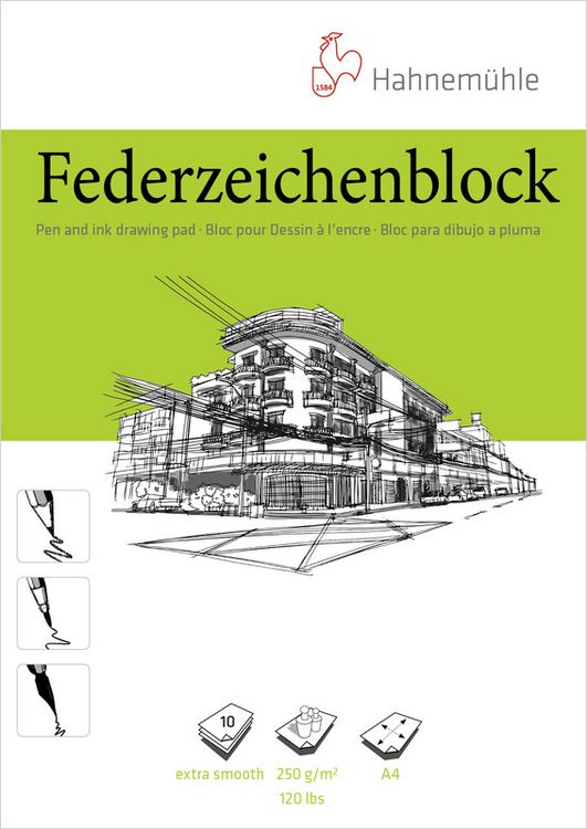 Produktbild: Hahnem&uuml;hle Papier Federzeichenblock, DIN A 4, 250 g/m&sup2;