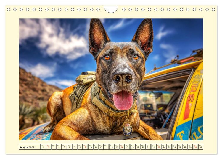 Produktbild: Malinois im Einsatz. Heldenhafte Hunde mit Ausdauer und Mut (Wandkalender 2026 DIN A4 quer), CALVENDO Monatskalender