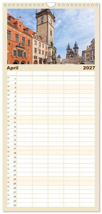 Produktbild: Familienplaner 2027 - Goldenes Prag mit 5 Spalten (Wandkalender, 21 x 45 cm) CALVENDO