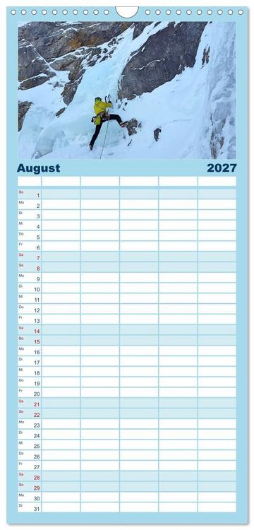 Produktbild: Familienplaner 2027 - Extremsport Eisklettern mit 5 Spalten (Wandkalender, 21 x 45 cm) CALVENDO